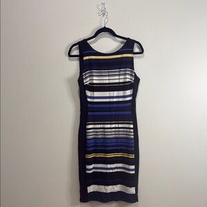 White House Black Market Striped Sleeveless Dress - Blue, White, Yellow